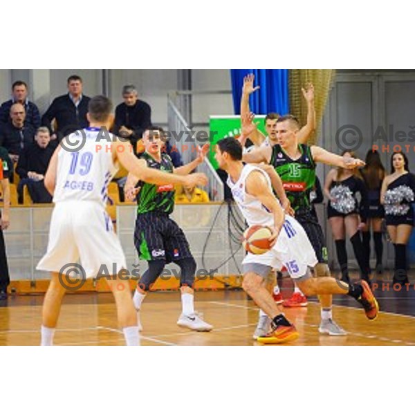 of Petrol Olimpija in action during ABA league basketball match between Petrol Olimpija and Cibona in Tivoli Hall, Ljubljana on December 23, 2017