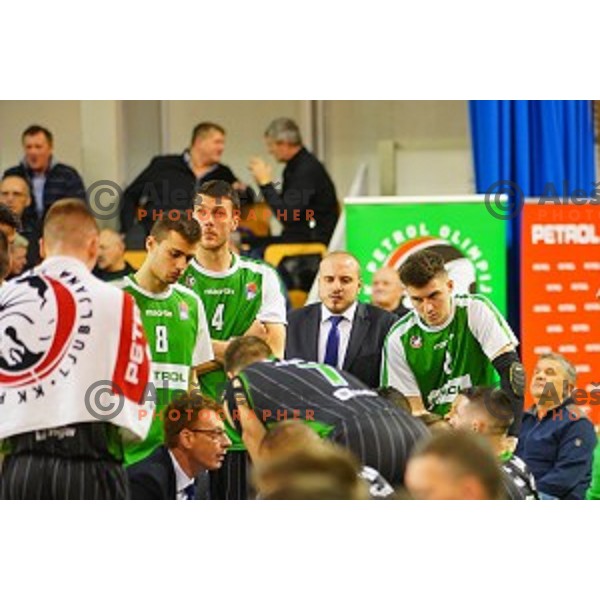 of Petrol Olimpija in action during ABA league basketball match between Petrol Olimpija and Cibona in Tivoli Hall, Ljubljana on December 23, 2017