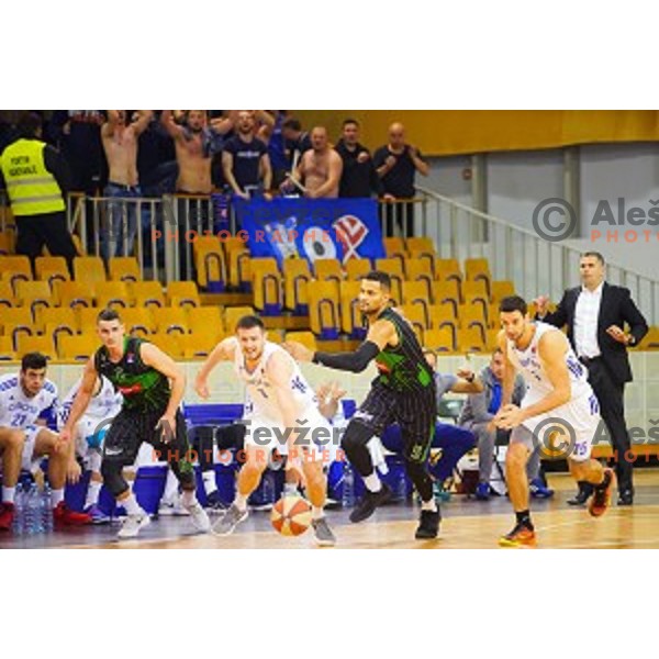 of Petrol Olimpija in action during ABA league basketball match between Petrol Olimpija and Cibona in Tivoli Hall, Ljubljana on December 23, 2017