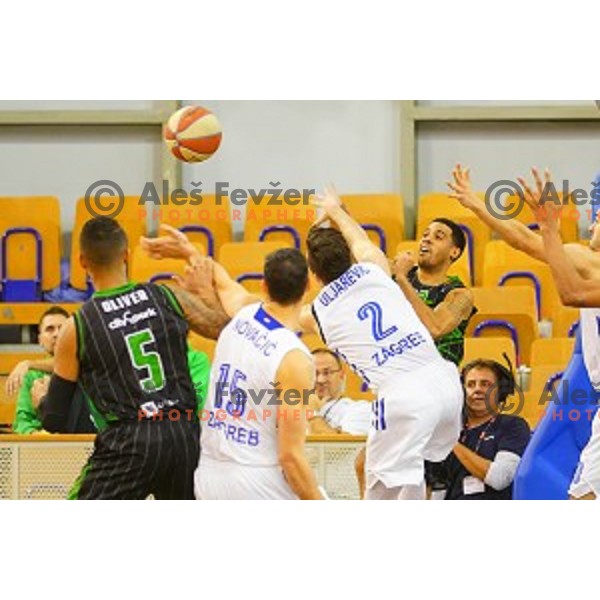 of Petrol Olimpija in action during ABA league basketball match between Petrol Olimpija and Cibona in Tivoli Hall, Ljubljana on December 23, 2017