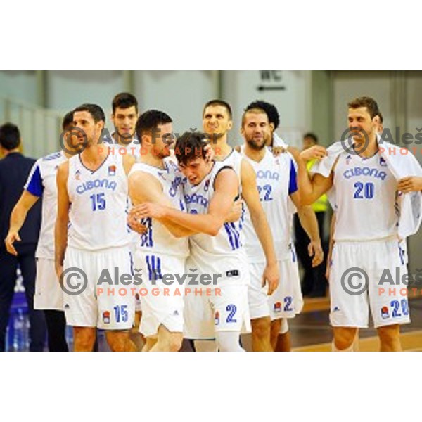 of Petrol Olimpija in action during ABA league basketball match between Petrol Olimpija and Cibona in Tivoli Hall, Ljubljana on December 23, 2017