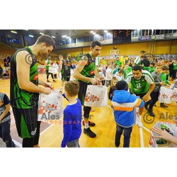 of Petrol Olimpija in action during ABA league basketball match between Petrol Olimpija and Cibona in Tivoli Hall, Ljubljana on December 23, 2017
