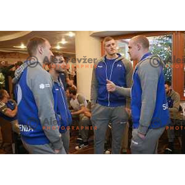 Ziga Mlakar, Gasper Marguc, Blaz Blagotinsek and Matej Gaber at meeting of Slovenia Handball Team in hotel Planja Zrece, Slovenia on December 26, 2017