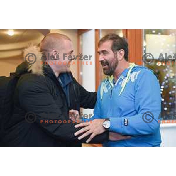 Matej Gaber and Veselin Vujovic at meeting of Slovenia Handball Team in hotel Planja Zrece, Slovenia on December 26, 2017
