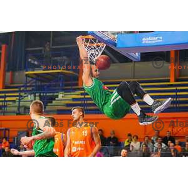 in action during Quarter-final of Spar Cup basketball match between Helios Suns and Petrol Olimpija in Domzale Sports Hall, Slovenia on December 28, 2017