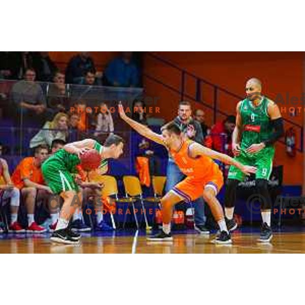 in action during Quarter-final of Spar Cup basketball match between Helios Suns and Petrol Olimpija in Domzale Sports Hall, Slovenia on December 28, 2017