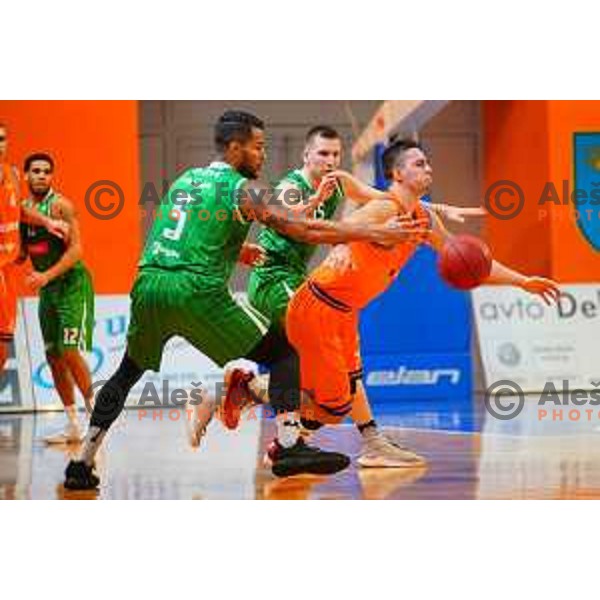 in action during Quarter-final of Spar Cup basketball match between Helios Suns and Petrol Olimpija in Domzale Sports Hall, Slovenia on December 28, 2017