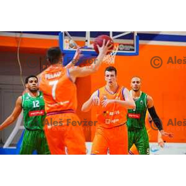 in action during Quarter-final of Spar Cup basketball match between Helios Suns and Petrol Olimpija in Domzale Sports Hall, Slovenia on December 28, 2017