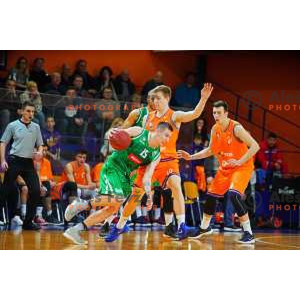in action during Quarter-final of Spar Cup basketball match between Helios Suns and Petrol Olimpija in Domzale Sports Hall, Slovenia on December 28, 2017