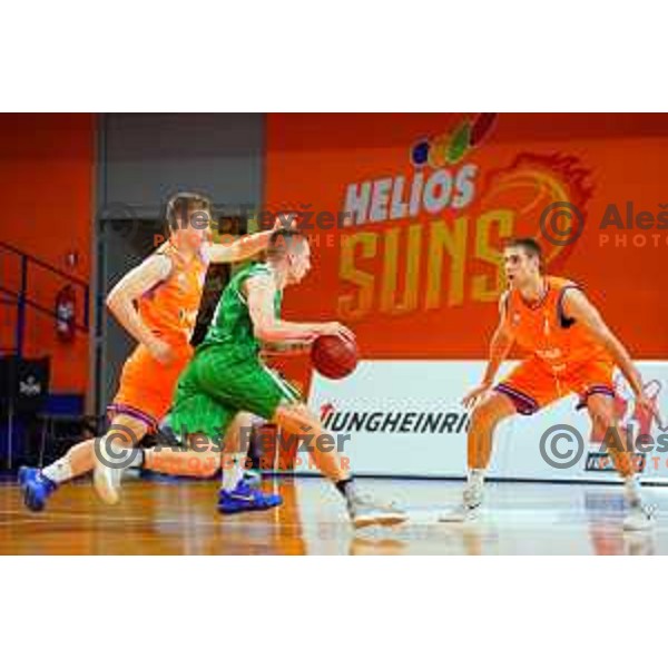 in action during Quarter-final of Spar Cup basketball match between Helios Suns and Petrol Olimpija in Domzale Sports Hall, Slovenia on December 28, 2017