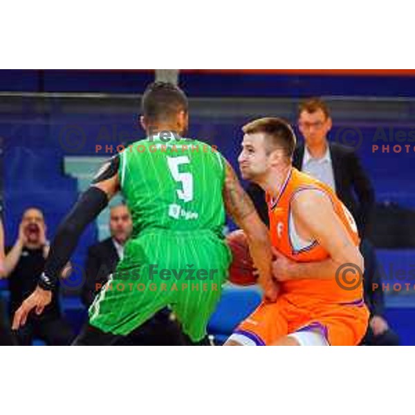 in action during Quarter-final of Spar Cup basketball match between Helios Suns and Petrol Olimpija in Domzale Sports Hall, Slovenia on December 28, 2017