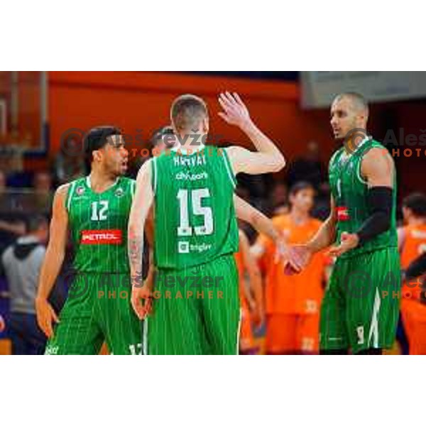 in action during Quarter-final of Spar Cup basketball match between Helios Suns and Petrol Olimpija in Domzale Sports Hall, Slovenia on December 28, 2017