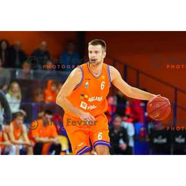 in action during Quarter-final of Spar Cup basketball match between Helios Suns and Petrol Olimpija in Domzale Sports Hall, Slovenia on December 28, 2017
