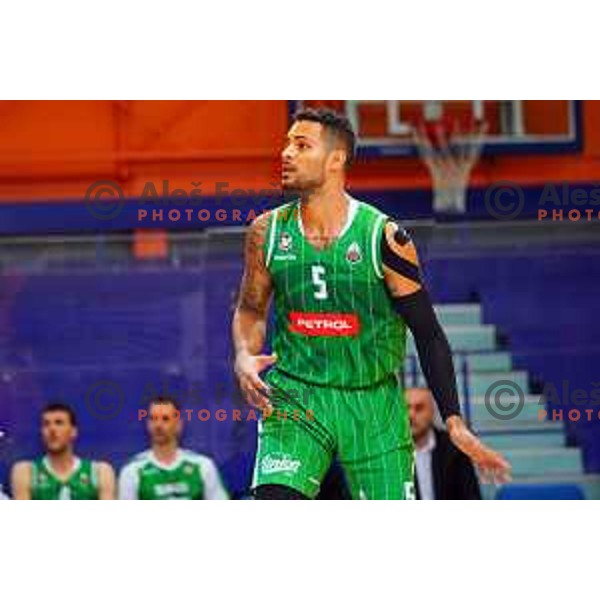 in action during Quarter-final of Spar Cup basketball match between Helios Suns and Petrol Olimpija in Domzale Sports Hall, Slovenia on December 28, 2017