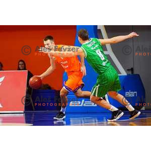 in action during Quarter-final of Spar Cup basketball match between Helios Suns and Petrol Olimpija in Domzale Sports Hall, Slovenia on December 28, 2017
