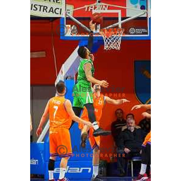 in action during Quarter-final of Spar Cup basketball match between Helios Suns and Petrol Olimpija in Domzale Sports Hall, Slovenia on December 28, 2017