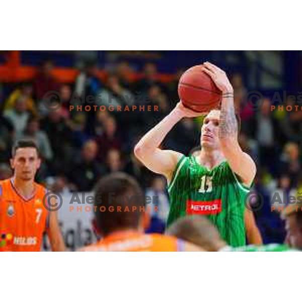 in action during Quarter-final of Spar Cup basketball match between Helios Suns and Petrol Olimpija in Domzale Sports Hall, Slovenia on December 28, 2017