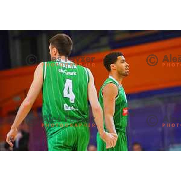 in action during Quarter-final of Spar Cup basketball match between Helios Suns and Petrol Olimpija in Domzale Sports Hall, Slovenia on December 28, 2017