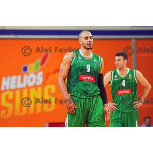 in action during Quarter-final of Spar Cup basketball match between Helios Suns and Petrol Olimpija in Domzale Sports Hall, Slovenia on December 28, 2017