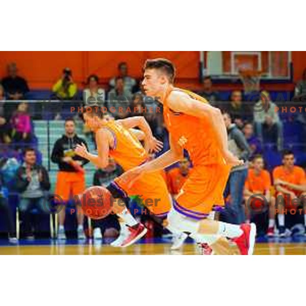 in action during Quarter-final of Spar Cup basketball match between Helios Suns and Petrol Olimpija in Domzale Sports Hall, Slovenia on December 28, 2017