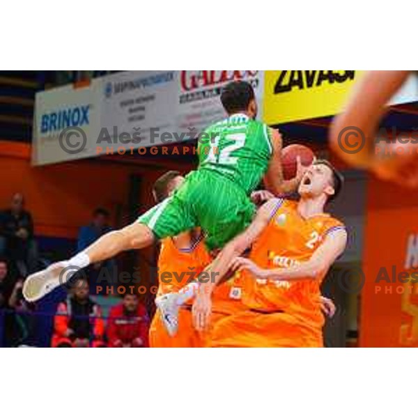in action during Quarter-final of Spar Cup basketball match between Helios Suns and Petrol Olimpija in Domzale Sports Hall, Slovenia on December 28, 2017