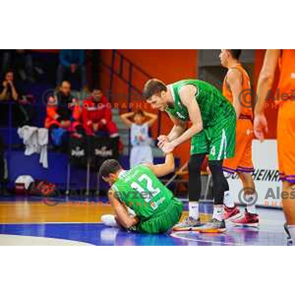 in action during Quarter-final of Spar Cup basketball match between Helios Suns and Petrol Olimpija in Domzale Sports Hall, Slovenia on December 28, 2017
