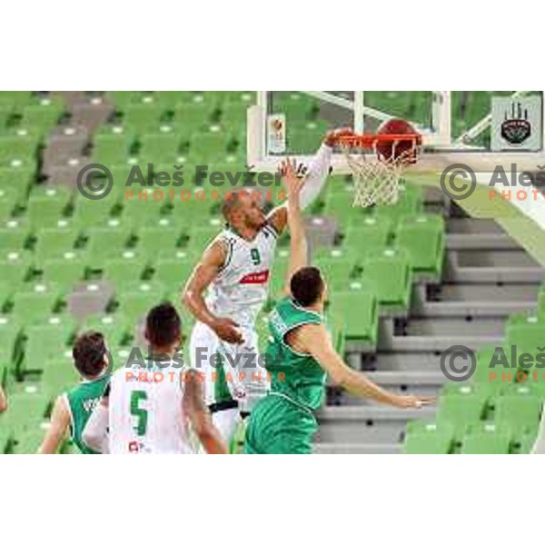 Jordan Morgan of Petrol Olimpija in action during Nova KBM league basketball match between Petrol Olimpija and Ilirija in SRC Stozice, Ljubljana, Slovenia on December 29, 2017