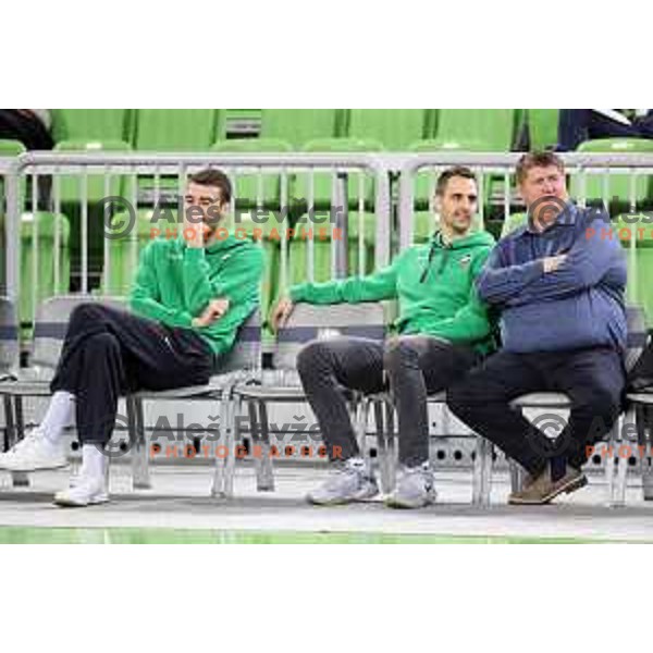 Igor Tratnik, Domen Lorbek and Roman Lisac during Nova KBM league basketball match between Petrol Olimpija and Ilirija in SRC Stozice, Ljubljana, Slovenia on December 29, 2017