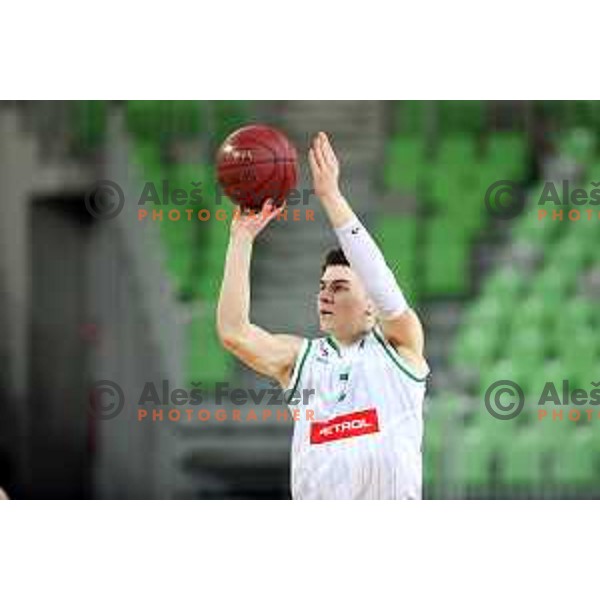Jan Barbaric in action during Nova KBM league basketball match between Petrol Olimpija and Ilirija in SRC Stozice, Ljubljana, Slovenia on December 29, 2017