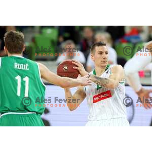 Gregor Hrovat in action during Nova KBM league basketball match between Petrol Olimpija and Ilirija in SRC Stozice, Ljubljana, Slovenia on December 29, 2017