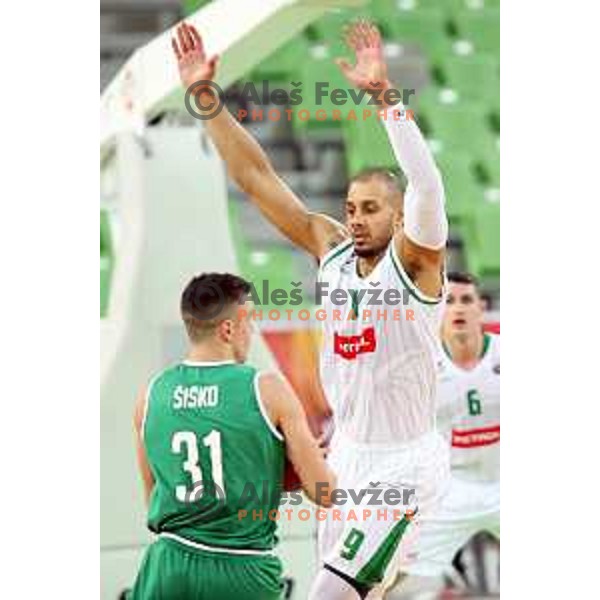 Jordan Morgan of Petrol Olimpija in action during Nova KBM league basketball match between Petrol Olimpija and Ilirija in SRC Stozice, Ljubljana, Slovenia on December 29, 2017