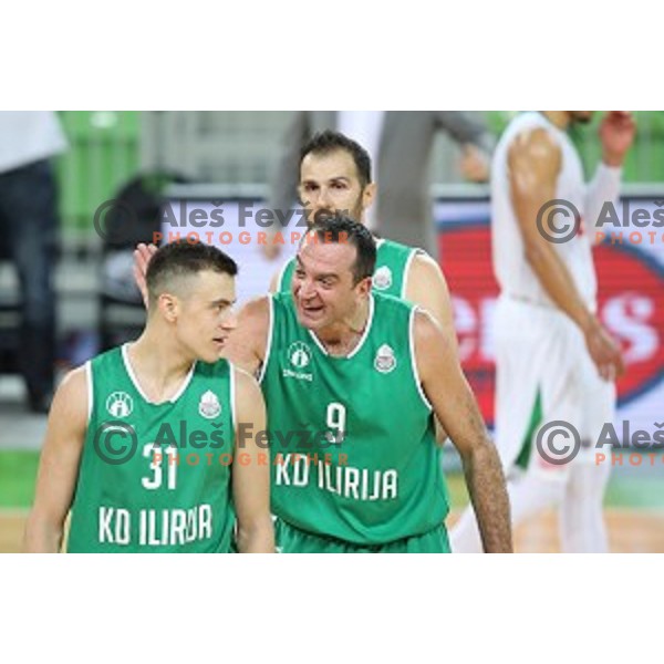 Zan Mark Sisko and Jasmin Hukic in action during Nova KBM league basketball match between Petrol Olimpija and Ilirija in SRC Stozice, Ljubljana, Slovenia on December 29, 2017