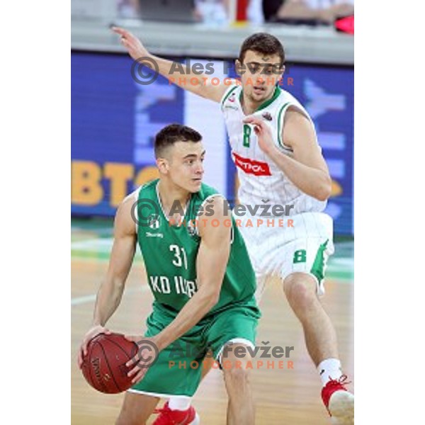 Zan Mark Sisko of Ilirija and Roko Badzim in action during Nova KBM league basketball match between Petrol Olimpija and Ilirija in SRC Stozice, Ljubljana, Slovenia on December 29, 2017