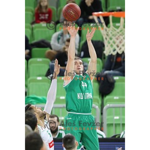Luka Voncina in action during Nova KBM league basketball match between Petrol Olimpija and Ilirija in SRC Stozice, Ljubljana, Slovenia on December 29, 2017