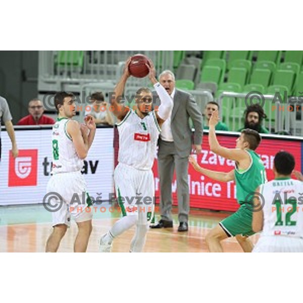 Jordan Morgan in action during Nova KBM league basketball match between Petrol Olimpija and Ilirija in SRC Stozice, Ljubljana, Slovenia on December 29, 2017