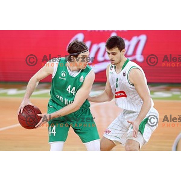 Luka Voncina in action during Nova KBM league basketball match between Petrol Olimpija and Ilirija in SRC Stozice, Ljubljana, Slovenia on December 29, 2017