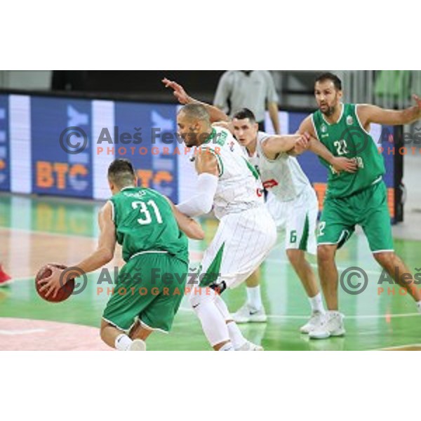 Jordan Morgan in action during Nova KBM league basketball match between Petrol Olimpija and Ilirija in SRC Stozice, Ljubljana, Slovenia on December 29, 2017