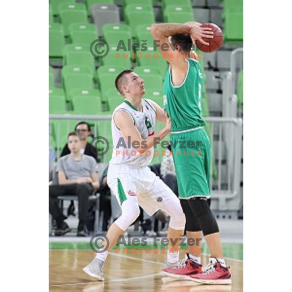 Gregor Hrovat in action during Nova KBM league basketball match between Petrol Olimpija and Ilirija in SRC Stozice, Ljubljana, Slovenia on December 29, 2017
