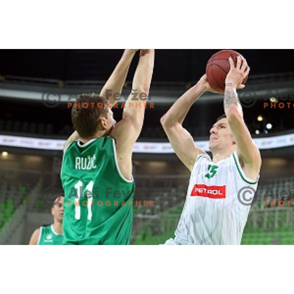 Gregor Hrovat in action during Nova KBM league basketball match between Petrol Olimpija and Ilirija in SRC Stozice, Ljubljana, Slovenia on December 29, 2017