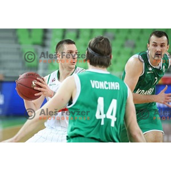 Gregor Hrovat in action during Nova KBM league basketball match between Petrol Olimpija and Ilirija in SRC Stozice, Ljubljana, Slovenia on December 29, 2017