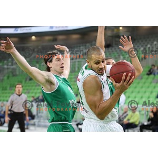 Jordan Morgan in action during Nova KBM league basketball match between Petrol Olimpija and Ilirija in SRC Stozice, Ljubljana, Slovenia on December 29, 2017