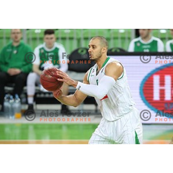 Jordan Morgan in action during Nova KBM league basketball match between Petrol Olimpija and Ilirija in SRC Stozice, Ljubljana, Slovenia on December 29, 2017