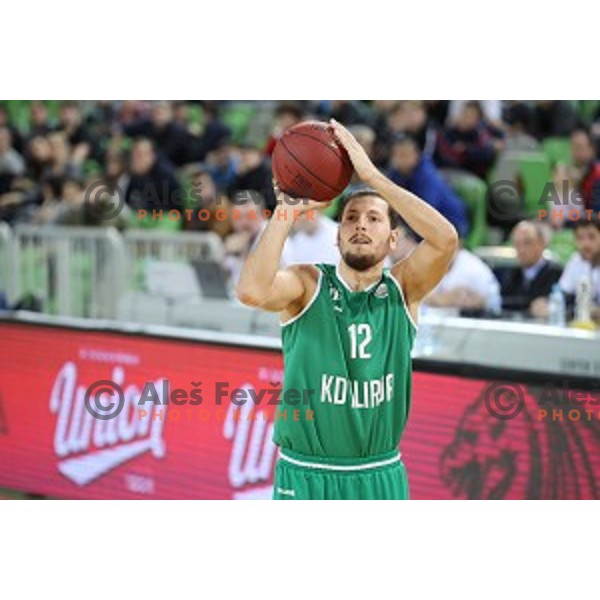 Tiso Cvetkovic in action during Nova KBM league basketball match between Petrol Olimpija and Ilirija in SRC Stozice, Ljubljana, Slovenia on December 29, 2017