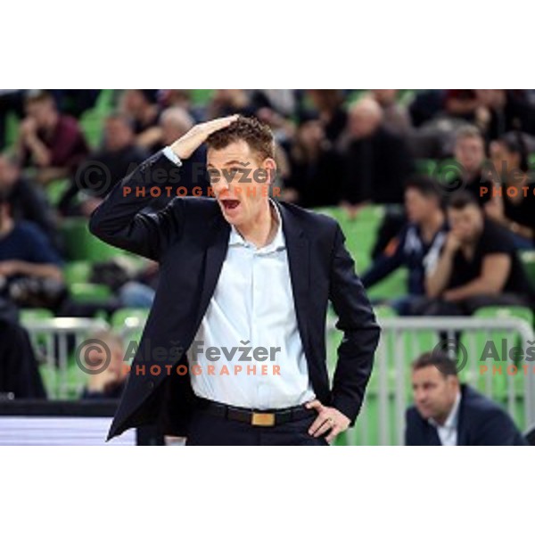 Gasper Okorn, head coach of Petrol Olimpija in action during Nova KBM league basketball match between Petrol Olimpija and Ilirija in SRC Stozice, Ljubljana, Slovenia on December 29, 2017