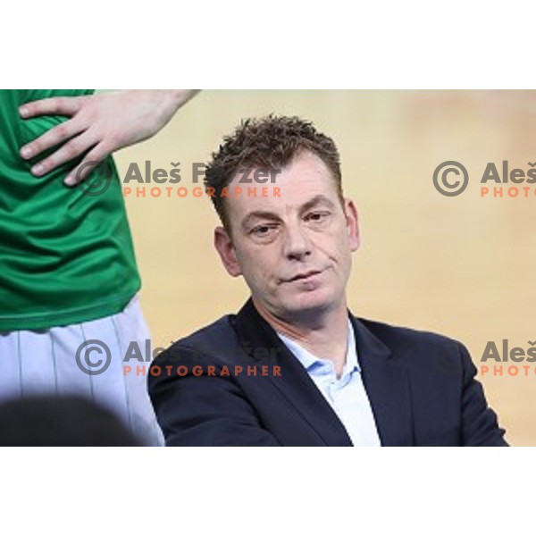 Gasper Okorn, head coach of Petrol Olimpija in action during Nova KBM league basketball match between Petrol Olimpija and Ilirija in SRC Stozice, Ljubljana, Slovenia on December 29, 2017