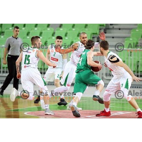 Jordan Morgan of Petrol Olimpija in action during Nova KBM league basketball match between Petrol Olimpija and Ilirija in SRC Stozice, Ljubljana, Slovenia on December 29, 2017