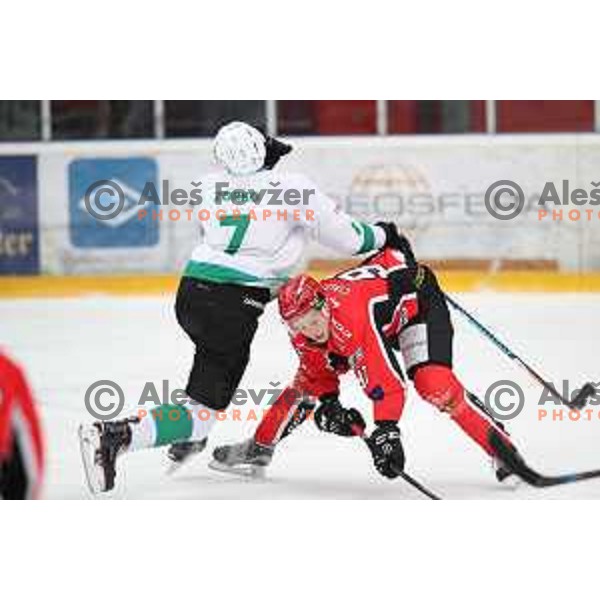 action during Alps League ice-hockey match between SIJ Acroni Jesenice and SZ Olimpija in Podmezakla Hall, Jesenice, Slovenia on December 30, 2017