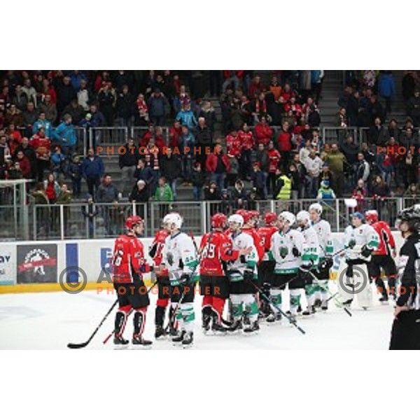 action during Alps League ice-hockey match between SIJ Acroni Jesenice and SZ Olimpija in Podmezakla Hall, Jesenice, Slovenia on December 30, 2017