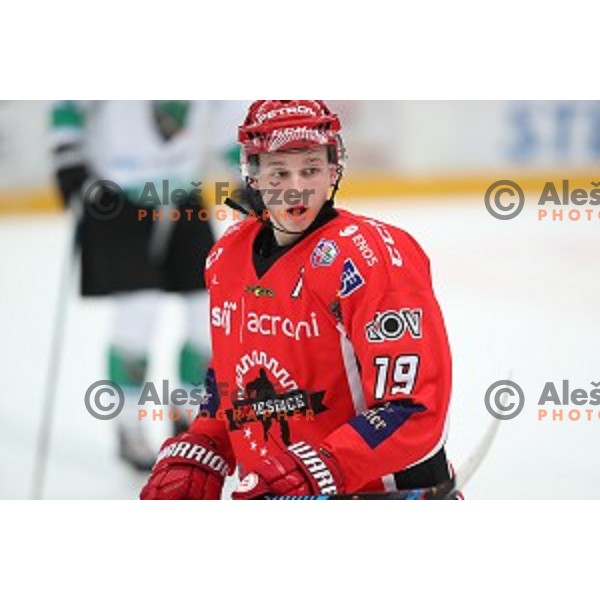 action during Alps League ice-hockey match between SIJ Acroni Jesenice and SZ Olimpija in Podmezakla Hall, Jesenice, Slovenia on December 30, 2017