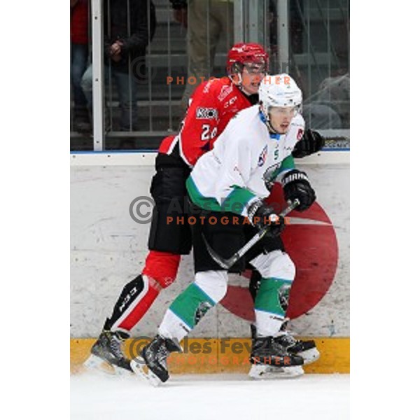action during Alps League ice-hockey match between SIJ Acroni Jesenice and SZ Olimpija in Podmezakla Hall, Jesenice, Slovenia on December 30, 2017